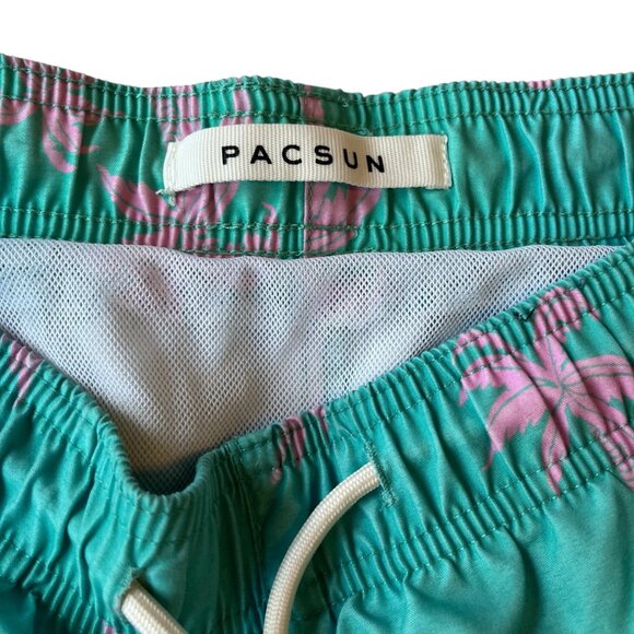 PacSun teal swim trunks palm trees Size Small - Picture 8 of 16